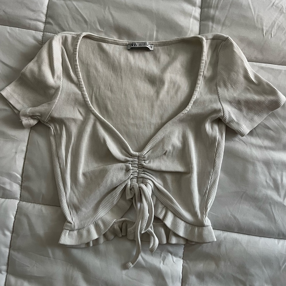 Zara ribbed drawstring top
